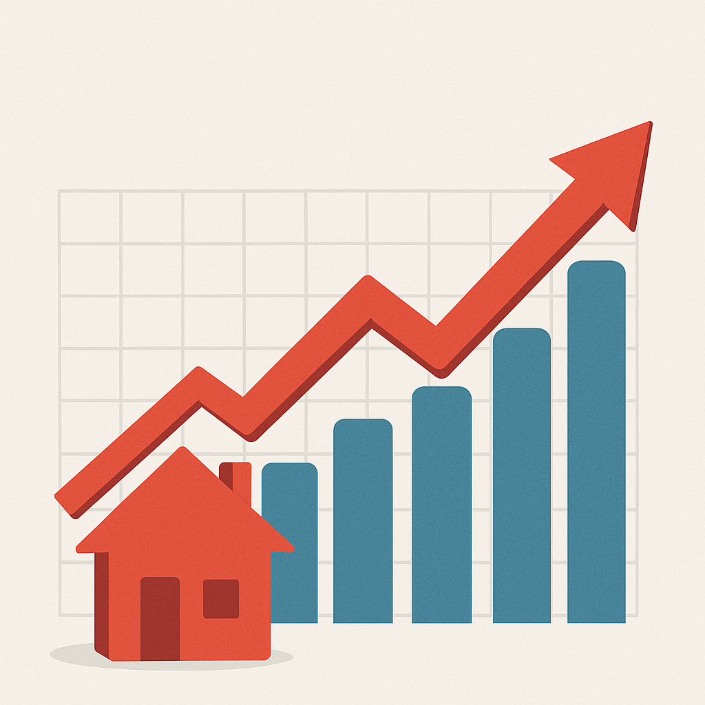 A house with an upward facing graph in the background